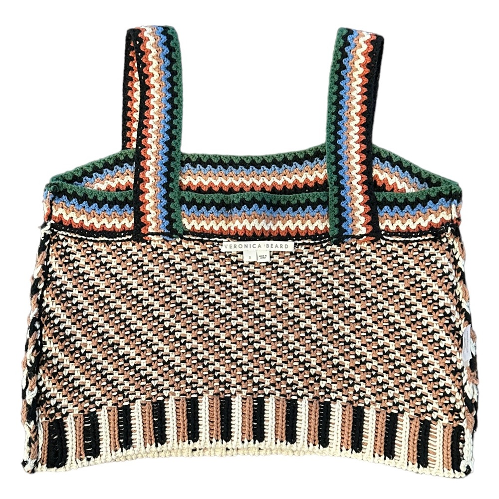 Veronica Beard Livina Woven Knit Sweater Stripe Diagnol Geometric Tank Top Small - Picture 5 of 16